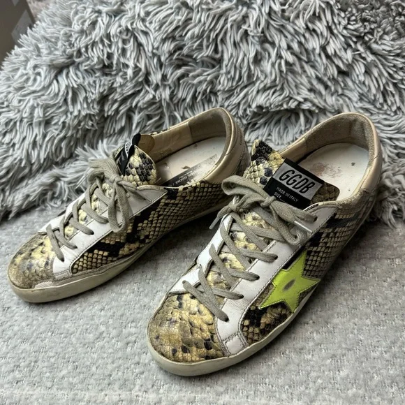 Golden Goose Superstar Sneakers Size 10 Snake Embossed - Picture 12 of 15